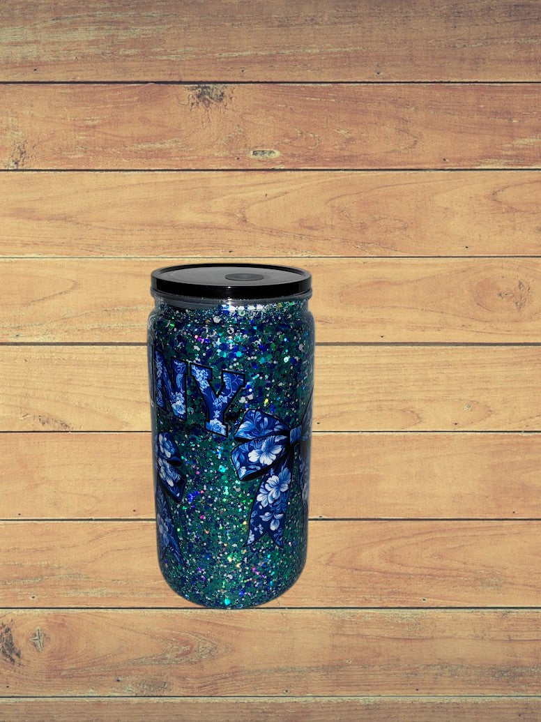 Blue floral NANNY glitter cup