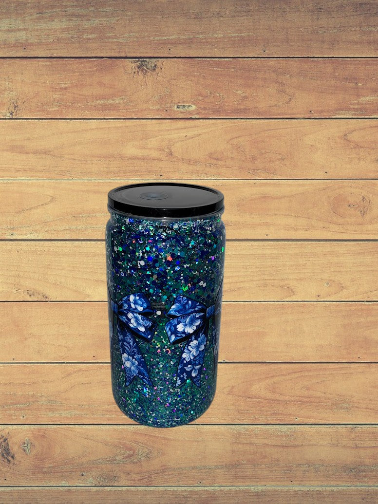 Blue floral NANNY glitter cup